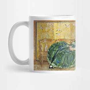 April - (The Green Gown) by Childe Hassam Mug